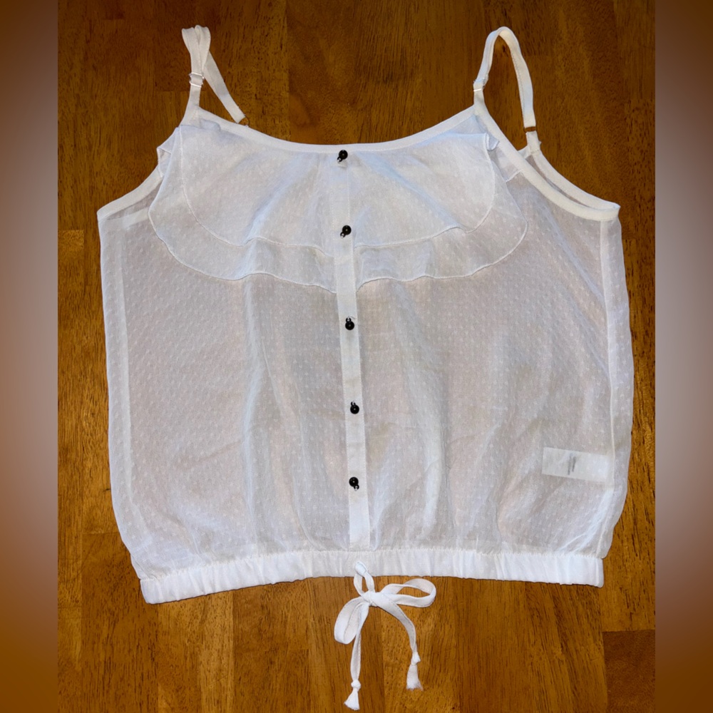 Maurices White Tie Front Ruffled Camisole